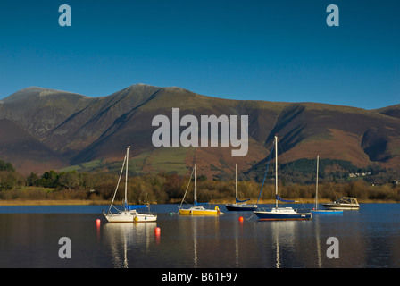 Nichol, Marine Ende am Derwent Water, in der Nähe von Keswick, mit Skiddaw im Hintergrund, Nationalpark Lake District, Cumbria, England UK Stockfoto