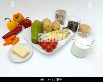 Gruppe von Gemüse, die gentechnisch verändert werden Stockfoto