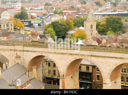 Blick auf die Skyline von Mansfield Stadtzentrum, Nottinghamshire England UK Stockfoto