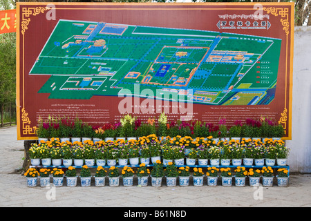 Plan des Norbulingka oder Juwel Park, Tagten Migyur Podrang, der Dalai Lama Sommer-Palast, Lhasa, Tibet, China. JMH3764 Stockfoto