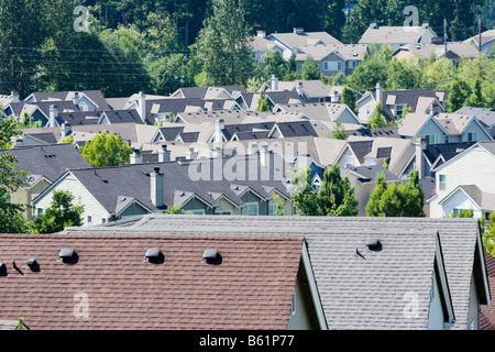 Dächer von einer Wohnsiedlung in Issaquah Hochland Washington Vereinigte Staaten Stockfoto