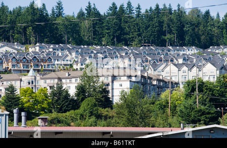 Eine Wohnsiedlung am Fuße eines Hügels in Issaquah, Washington, Vereinigte Staaten Stockfoto