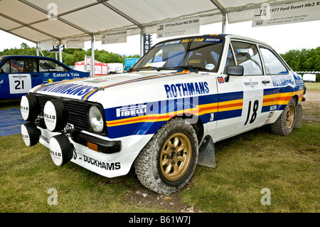 Ford Escort Mk2 RS1800 1977 im Fahrerlager beim Goodwood Festival of Speed, Sussex, UK. Stockfoto