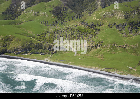 Die Küste südlich von Cape Farewell in der Nähe von Paturu River NW Nelson Region Südinsel Neuseeland Antenne Stockfoto