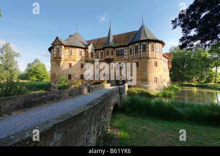 Wasserschloss Irmelshausen Hoechheim, Rhön-Grabfeld, Hass Berge, senken Sie Franconia, Deutschland, Europa Stockfoto