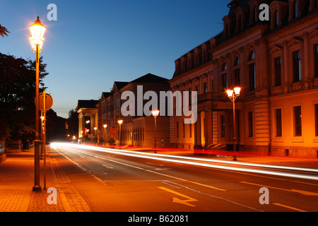 Bernhardstrasse mit dem Meininger Theater, Meiningen, Rhön, Thüringen, Gerrmany, Europa Stockfoto