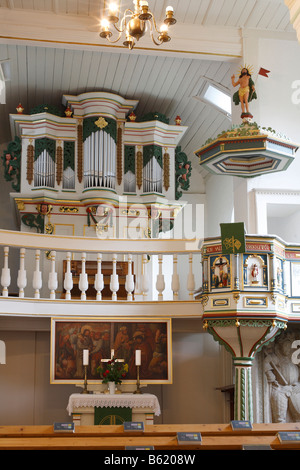 Innenansicht der Kirchenburg, Wehrkirche in Walldorf, Rhön, Thüringen, Gerrmany, Europa Stockfoto