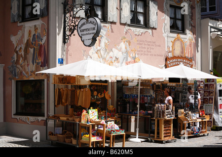 Ammergauer Krippenstube-Souvenir-Shop in Oberammergau, Oberbayern, Deutschland, Europa Stockfoto