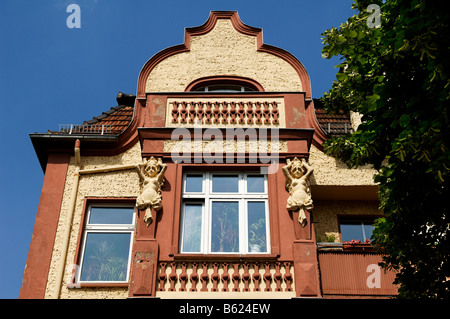 Fassade des Hauses, Jugendstil um 1900, Berlin-Karlshorst, Deutschland, Europa Stockfoto