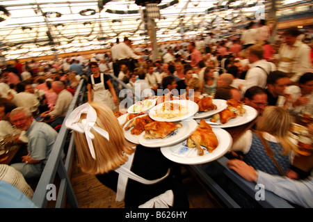 Kellnerin, Bierzelt, Wies'n, Oktoberfest, München, Bayern, Deutschland, Europa Stockfoto