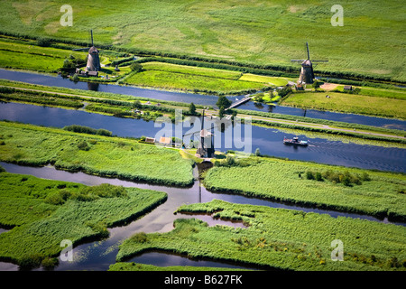 Niederlande Zuid Holland Kinderdijk Windmühlen im Polder Unesco World Heritage Site Aerial Stockfoto