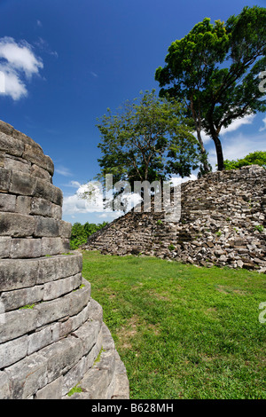 Lubaantun Maya Ruinen, Gebäude ohne Zement, Punta Gorda, Belize, Mittelamerika, Karibik Stockfoto