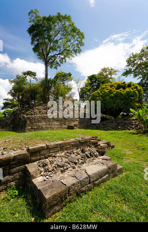 Lubaantun Maya Ruinen, Gebäude ohne Zement, Punta Gorda, Belize, Mittelamerika, Karibik Stockfoto