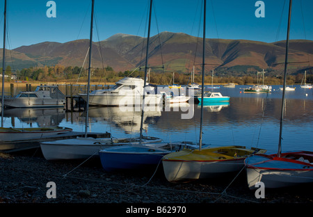 Nichol, Marine Ende am Derwent Water, in der Nähe von Keswick, mit Skiddaw im Hintergrund, Nationalpark Lake District, Cumbria, England UK Stockfoto