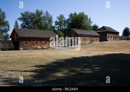 Maschinenbordbuch-Kabinen an Fort Langley National Historic Site Fort Langley Canada Stockfoto