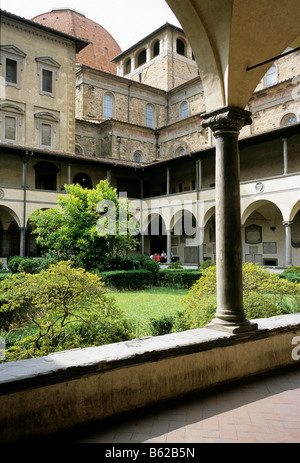 Kloster von San Lorenzo-Basilika, Laurentian Bibliothek, Biblioteca Laurenziana, Florenz, Florenz, Toskana, Italien, Europa Stockfoto