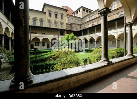 Kloster von San Lorenzo-Basilika, Laurentian Bibliothek, Biblioteca Laurenziana, Florenz, Florenz, Toskana, Italien, Europa Stockfoto