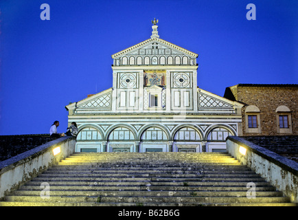 Treppe vor San Miniato al Monte Basilika, Florenz, Florenz, Toskana, Italien, Europa Stockfoto