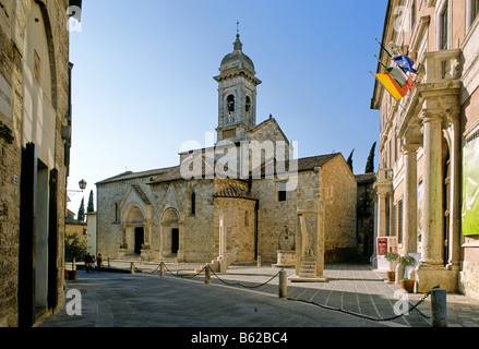 Stiftskirche, Pieve dei Santi Quirico e Giulitta, Pieve di Orsenna, Palazzo Chigi, San Quirico d' Orcia, Val d' Orcia, Pro Stockfoto