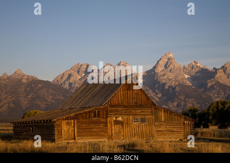 Mormon Scheune Mormone weiterfahren, aufgenommen im Grand Teton National Park in Wyoming in den Vereinigten Staaten von Amerika Stockfoto