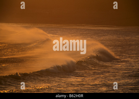 Brechenden Wellen bei Sonnenuntergang in der Nähe von Crescent City Del Norte County Kalifornien Küste Stockfoto