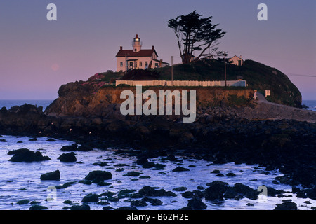 Morgenlicht auf Battery Point Leuchtturm Crescent City Del Norte County in Kalifornien Stockfoto