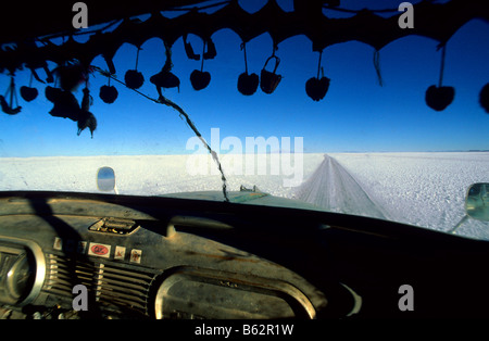 LKW-Kabine Salar de Uyuni. Bolivien. Stockfoto