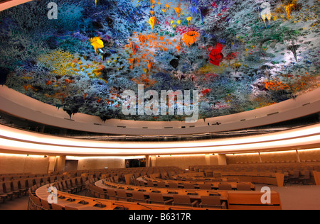 Decke-Skulptur von Miquel Barceló in die Menschenrechte und die Allianz der Zivilisation Zimmer, Palais des Nations Genf Schweiz Stockfoto