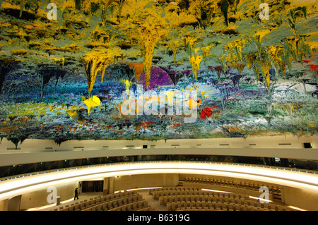 Decke-Skulptur von Miquel Barceló in die Menschenrechte und die Allianz der Zivilisation Zimmer, Palais des Nations Genf Schweiz Stockfoto