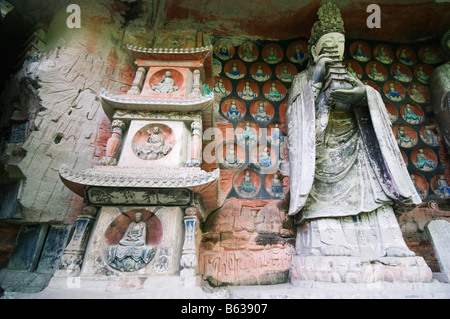 China Chongqing Gemeinde Dazu Stein Skulpturen zum UNESCO-Weltkulturerbe Stockfoto