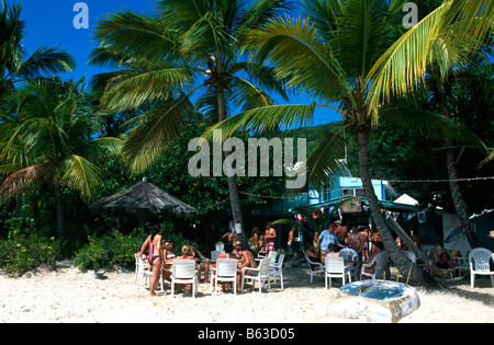 Strandbar auf White Bay Jost Van Dyke Island Britische Jungferninseln Karibik Stockfoto