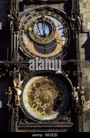 Astronomische Uhr in Staromestske Namesti, Altstädter Ring, Prag, Tschechische Republik Stockfoto