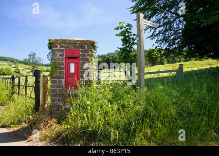 Ländliche viktorianischer Briefkasten in der Nähe von Albury in Surrey, England, UK Stockfoto