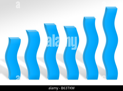 Ein 3d chart-Darstellung, die Gewinn oder Wachstum Stockfoto