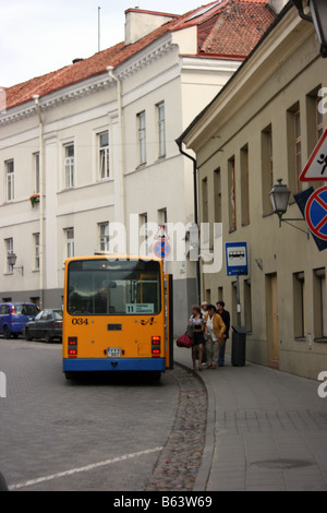 Bushaltestelle, Uzupio Straße, Vilnius, Litauen Stockfoto