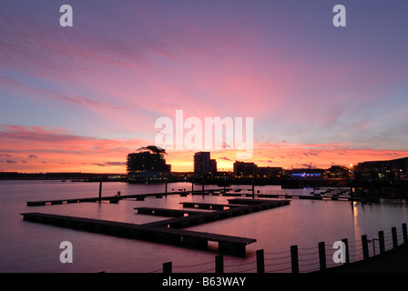 Blick über Cardiff Bay St Davids Hotel Stockfoto