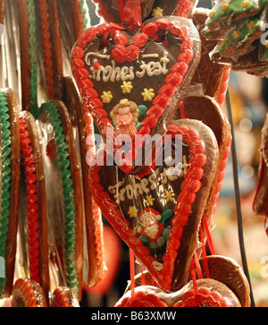 Lebkuchen Herzen deutscher Weihnachtsmarkt Stockfoto