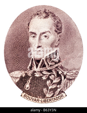 Simón José Antonio De La Santísima Trinidad Bolívar. "EL LIBERTADOR" vom venezolanischen Banknote Stockfoto