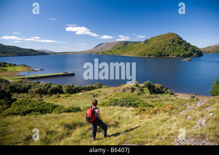 Walker Blick auf Lough Corrib und der Drumsnauv Halbinsel, County Galway, Irland. Stockfoto