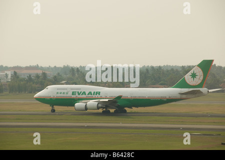 Eva Airways-Maschine am Jakarta Soekarno-Hatta International Airport Stockfoto