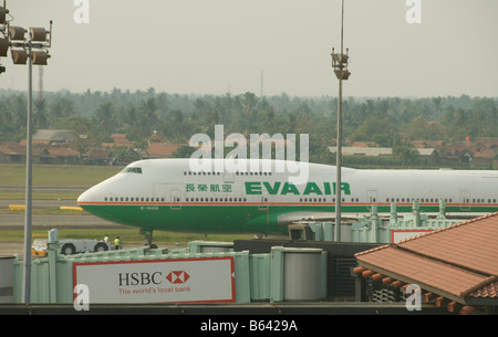 Eva Airways-Maschine am Jakarta Soekarno-Hatta International Airport Stockfoto
