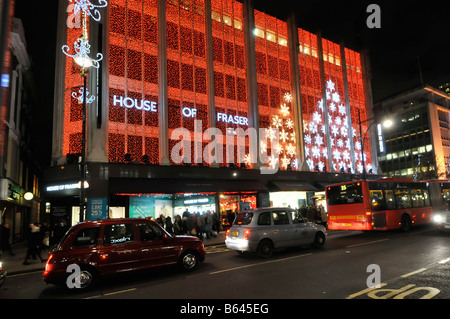 House of Fraser Kaufhaus Oxford Street mit Weihnachtsbeleuchtung Stockfoto