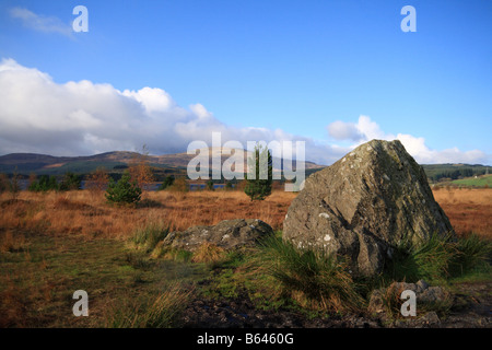 Bruces Stein am Clatteringshaw Loch, Galloway Forest Park, Schottland Stockfoto