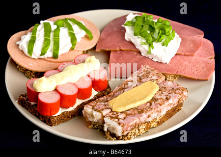 Ein Teller der dänischen offenes sandwich Stockfoto