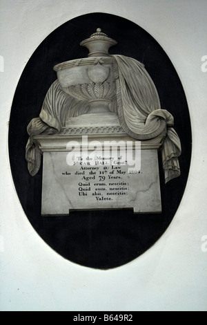 Wand-Gedenktafel in der Kirche St. Edmunds Castleton, Derbyshire, England Stockfoto