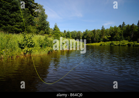 Fliegenfischen-See Wantastiquet-Vermont Stockfoto