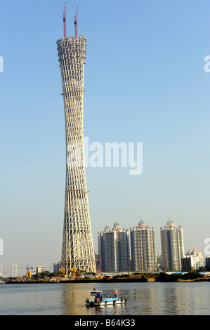 Eine neue Guangzhou Sehenswürdigkeiten Fernsehturm von 610 Metern entsteht in Guangzhou. 25. Dezember 2008 Stockfoto
