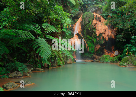 Das Thermalbad in Caldeira Velha Naturdenkmal. Insel Sao Miguel, Azoren, Portugal Stockfoto