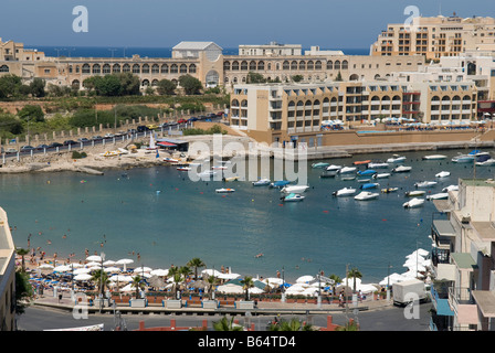 Blick über St. Georges Bay vom Intercontinental Hotel, Paceville St. Julians Malta Stockfoto