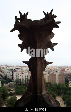 Blick von der Sagrada Familia - Skulptur (The Temple Expiatori De La Sagrada Família) [Barcelona, Katalonien, Spanien, Europa].      . Stockfoto